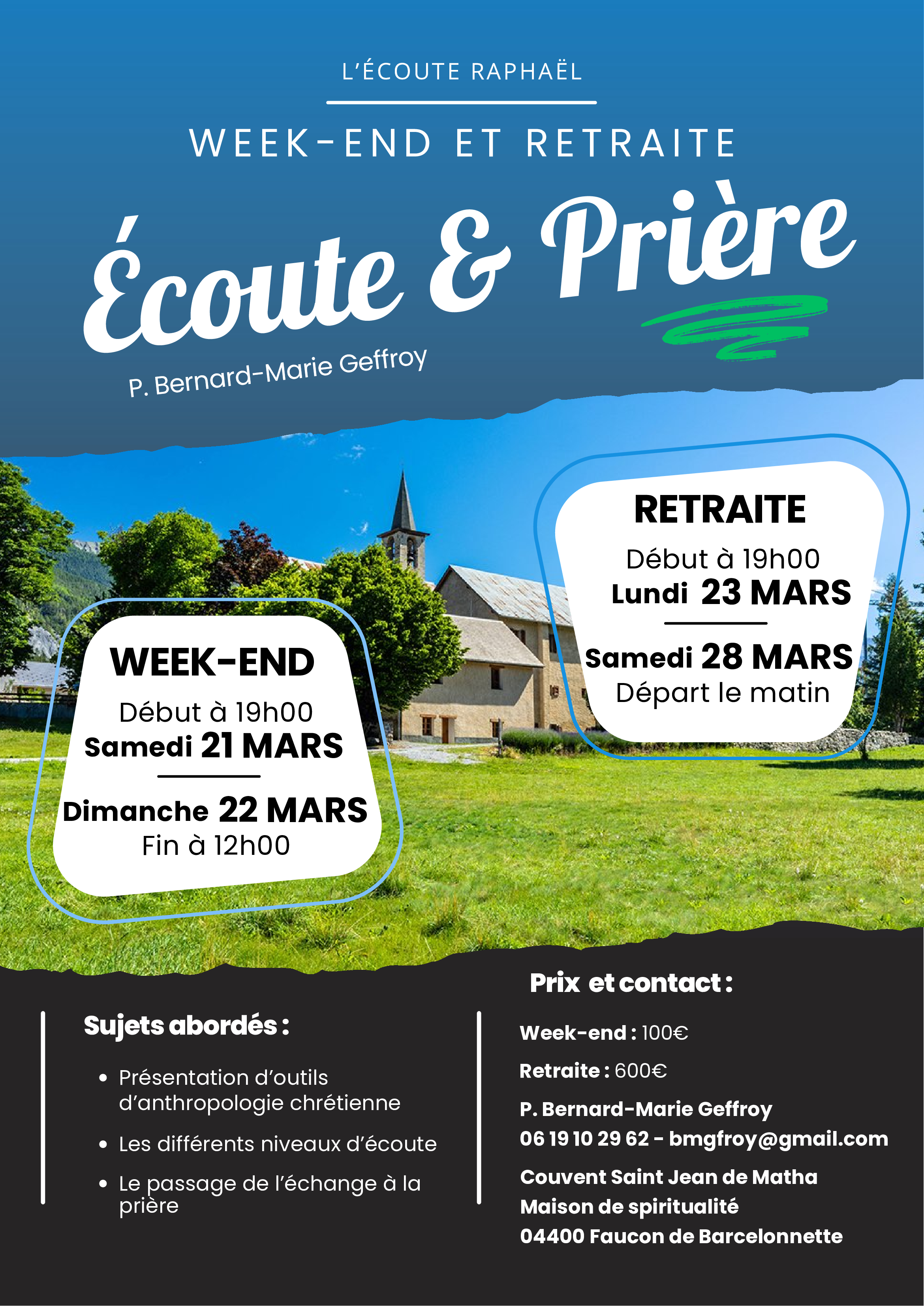 WE et Retraite Ecoute Prière mars 2026