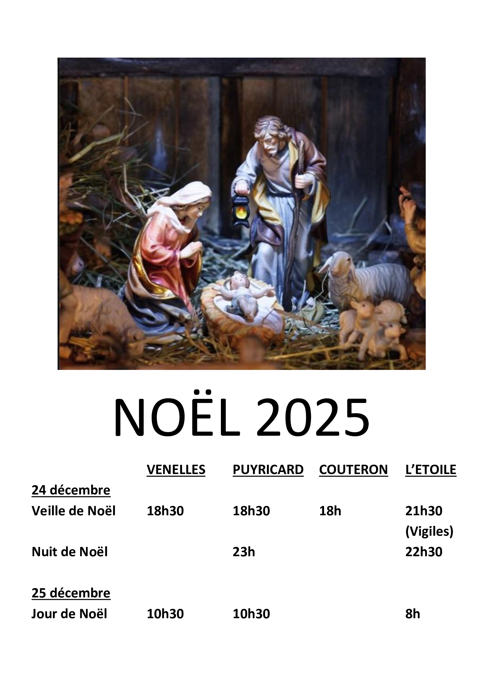 Horaires Noël 2025